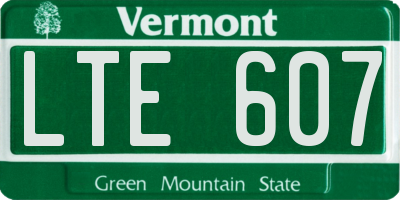 VT license plate LTE607