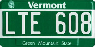 VT license plate LTE608