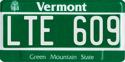 VT license plate LTE609