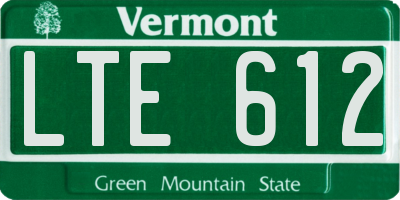VT license plate LTE612