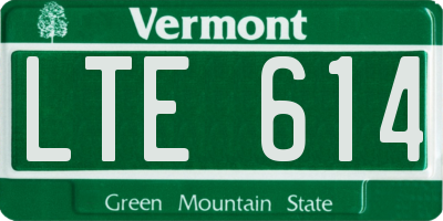 VT license plate LTE614