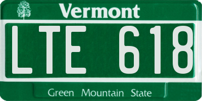 VT license plate LTE618