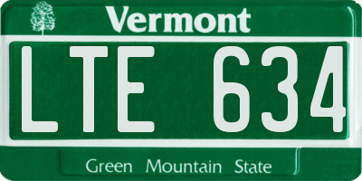 VT license plate LTE634