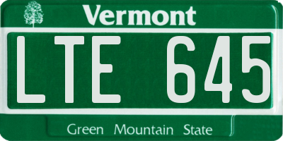 VT license plate LTE645