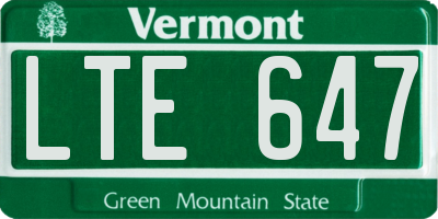 VT license plate LTE647