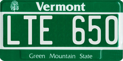 VT license plate LTE650