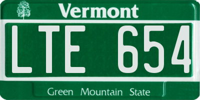 VT license plate LTE654