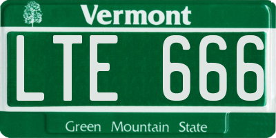 VT license plate LTE666