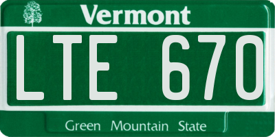 VT license plate LTE670