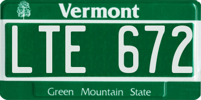 VT license plate LTE672