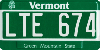 VT license plate LTE674