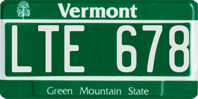 VT license plate LTE678