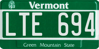 VT license plate LTE694