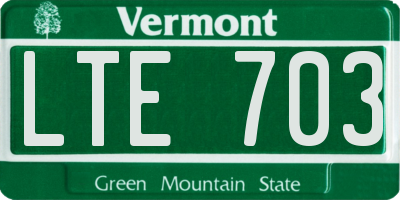 VT license plate LTE703