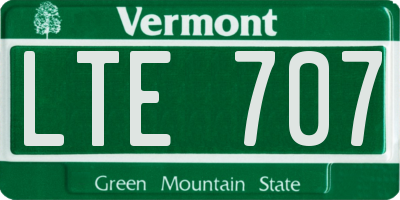 VT license plate LTE707