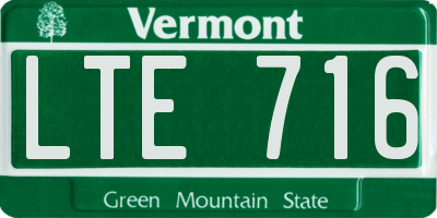 VT license plate LTE716