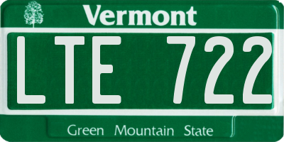 VT license plate LTE722