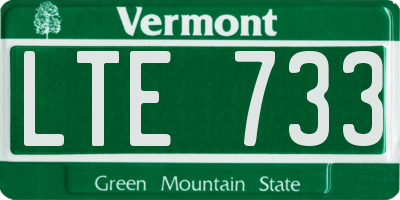VT license plate LTE733