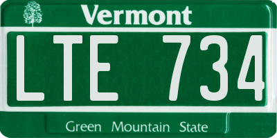 VT license plate LTE734