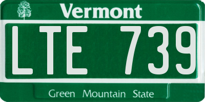 VT license plate LTE739
