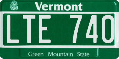 VT license plate LTE740