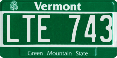 VT license plate LTE743