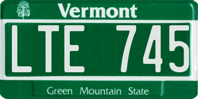 VT license plate LTE745
