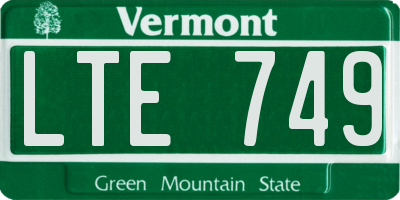 VT license plate LTE749