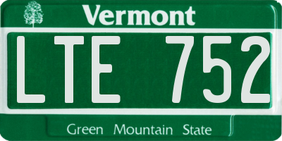 VT license plate LTE752