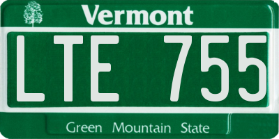 VT license plate LTE755