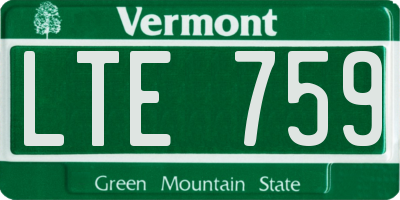VT license plate LTE759
