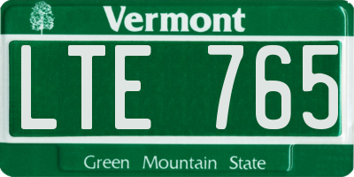VT license plate LTE765