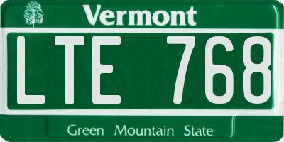 VT license plate LTE768