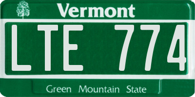 VT license plate LTE774