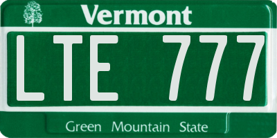 VT license plate LTE777