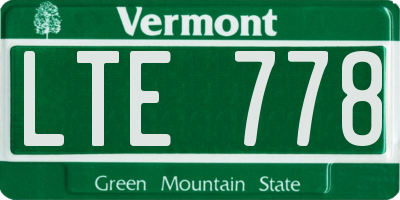 VT license plate LTE778