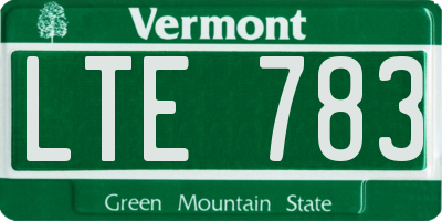 VT license plate LTE783