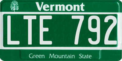 VT license plate LTE792