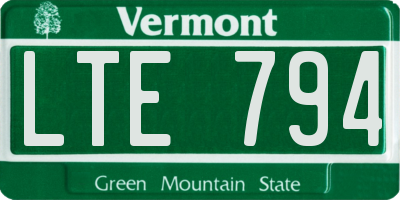 VT license plate LTE794
