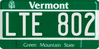 VT license plate LTE802