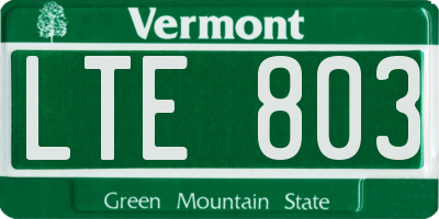 VT license plate LTE803