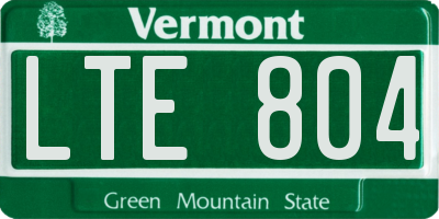 VT license plate LTE804