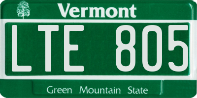 VT license plate LTE805