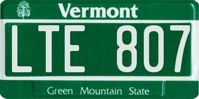 VT license plate LTE807