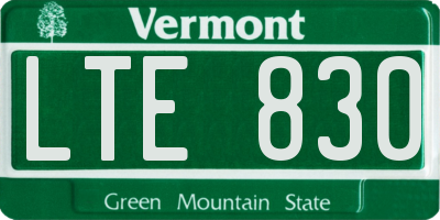 VT license plate LTE830