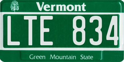 VT license plate LTE834