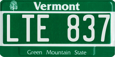 VT license plate LTE837
