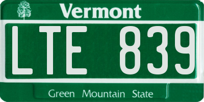 VT license plate LTE839