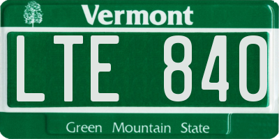 VT license plate LTE840