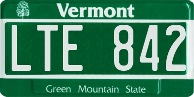 VT license plate LTE842